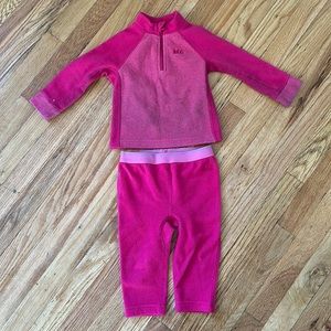 Girls 12mo REI fleece base layers top and bottom